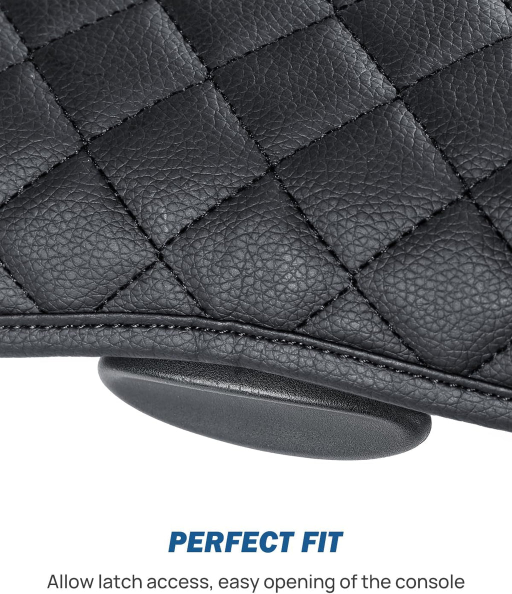 JOYTUTUS Center Console Cover Compatible with 2002-2012 Ram 1500 2500 3500 Jump Seat Console, Leather Arm Rest Armrest Cover for Car, Middle Console Cover Car Arm Rest Cover Replacement, with 2 Pocket