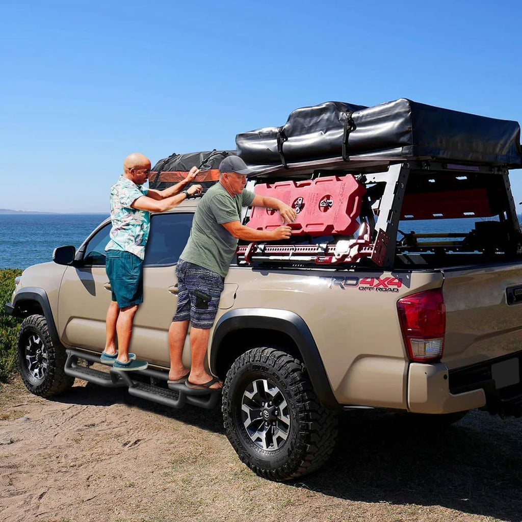 BINARY STAR Running Boards Compatible with Vehicle 2022-2025 Toyota Tundra Double Cab, Two-Stair Side Steps Nerf Bars. 6 Inch Tundra Black Step Bars Made with Carbon Steel.