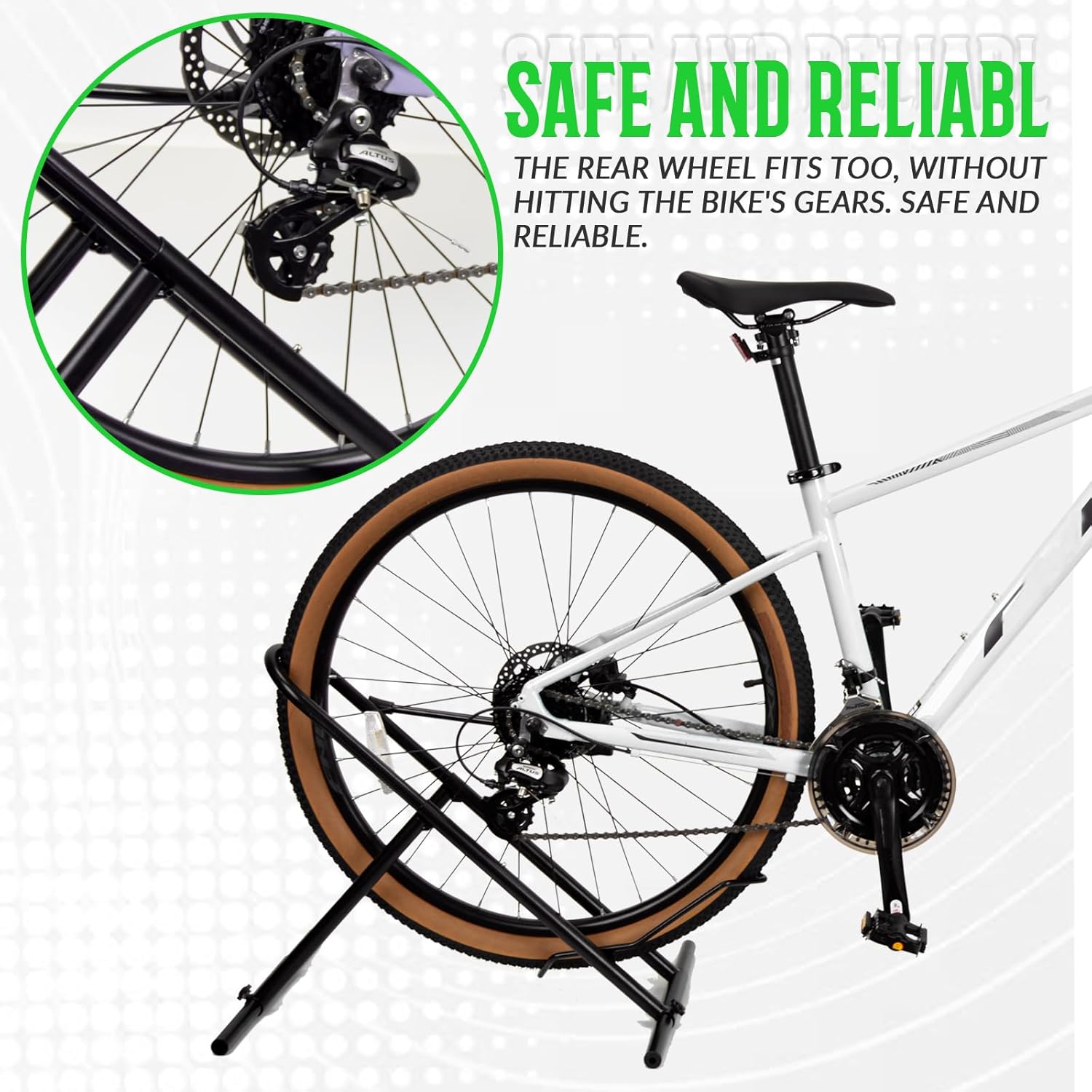 Folding Bike Floor Stand Rack, Portable Bicycle Parking Rack Storage for Garage/Home, Fit 16”-29” Mountain Road Bikes(1 bike rack)