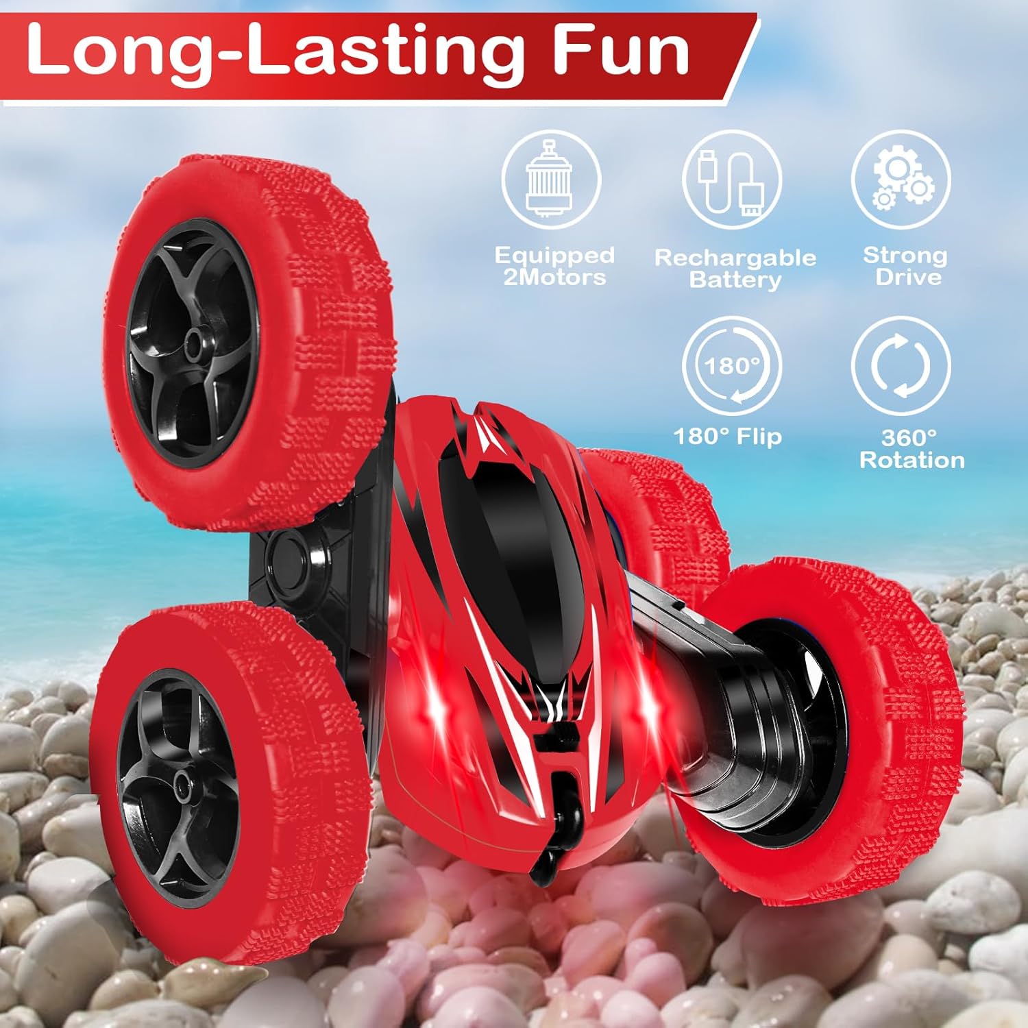 FREE TO FLY Rc Car Remote Control Toys: 4Wd Stunt Vehicle All Terrain Rechargeable Battery Race Cars for Kids Ages 4-8 Birthday for 6-8 8-12 Year Old Boy Girl
