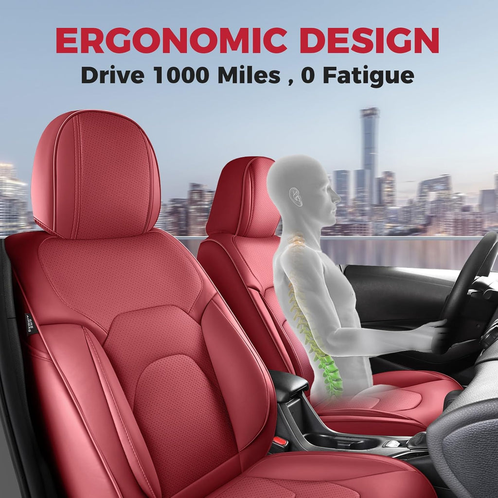 FREESOO Car Seat Covers Full Set,Waterproof Automotive Seat Covers, Leather Cars Interior Covers, Seats Protection Universal fit Babies & Adult (Wine Red)