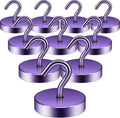 Neosmuk Magnetic Hooks, Cruise Ship Essentials, 100lb+ Heavy Duty Magnetic Hooks for Cruise Cabins, Refrigerator, Grill, Hanging, and Travel | Extra Strong Must-Haves Magnet Hook,Purple