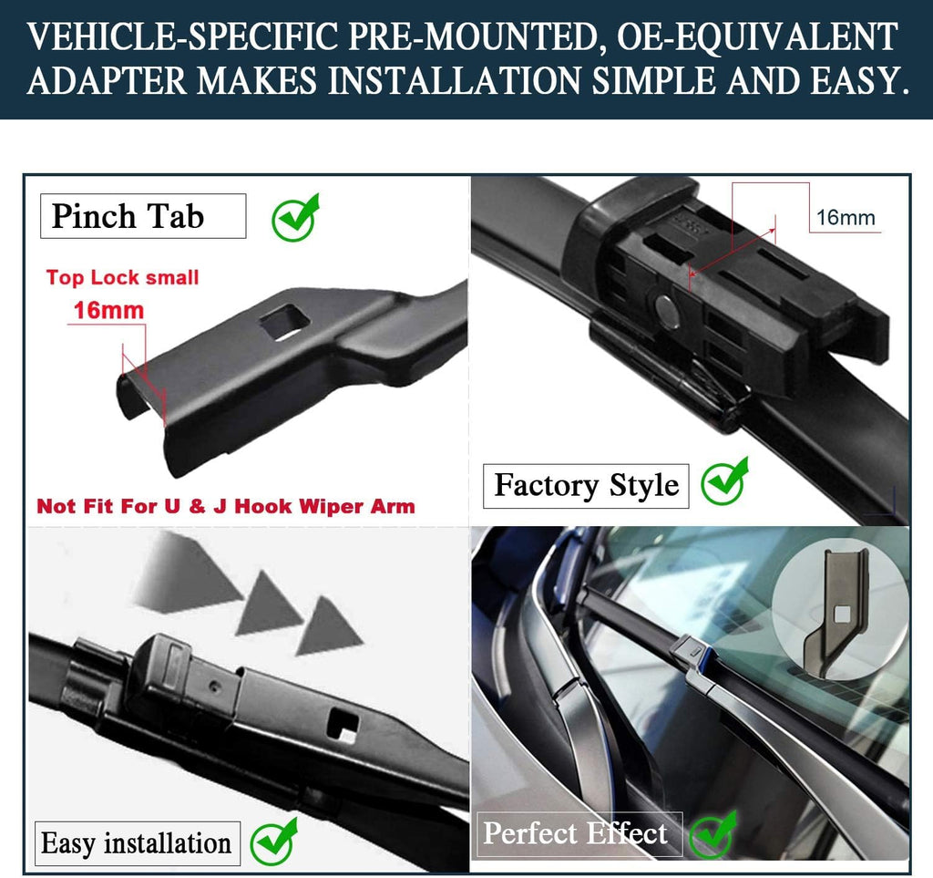 AUTOBOO 25"+22" Windshield Wipers with 15" Rear Wiper Blade Replacement for Volkswagen VW Tiguan 2018 2019 2020 2021 2022 2023 2024 -Original Factory Quality (Pack of 3)