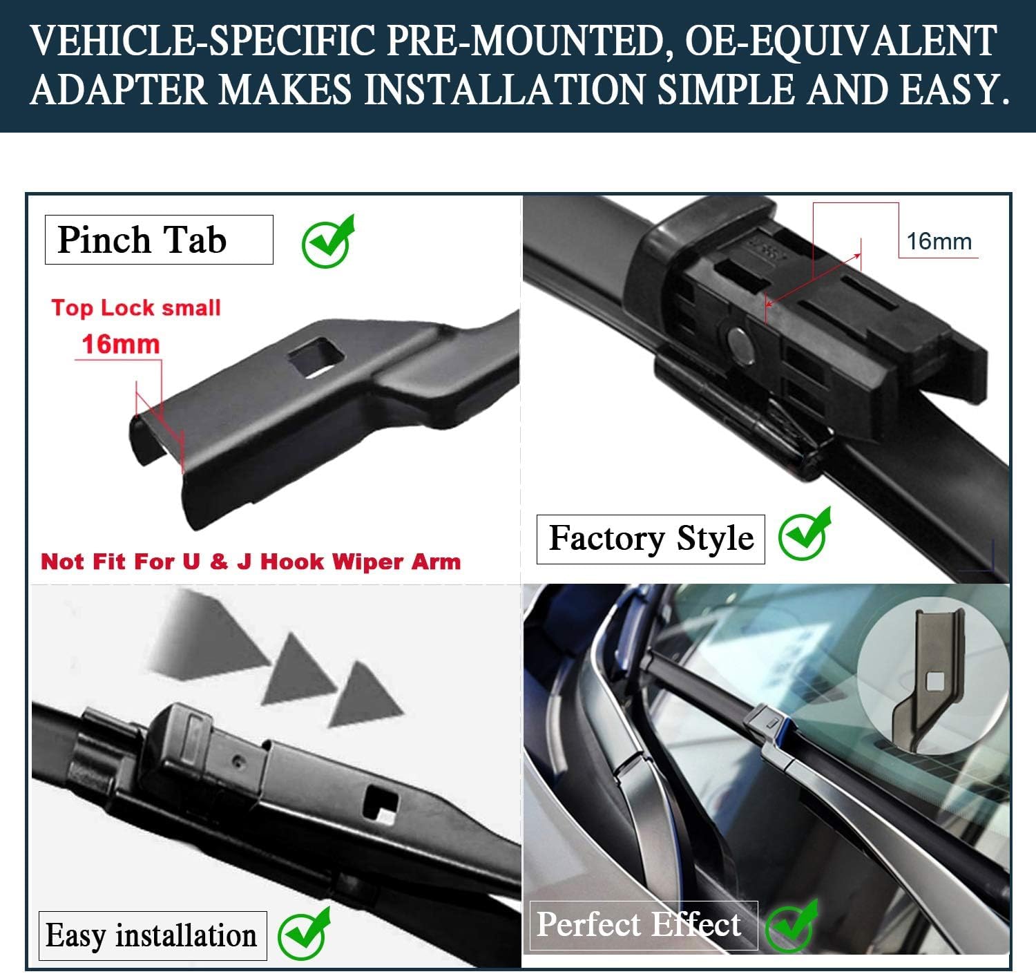 AUTOBOO 25"+22" Windshield Wipers with 15" Rear Wiper Blade Replacement for Volkswagen VW Tiguan 2018 2019 2020 2021 2022 2023 2024 -Original Factory Quality (Pack of 3)