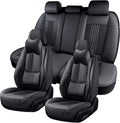Car Seat Covers Full Set, Front and Rear Seat Covers for Cars, Waterproof Leather Auto Seat Protectors with Head Pillow, Car Seat Cushions Fit for Most Sedans SUV Pick-up Truck, Black