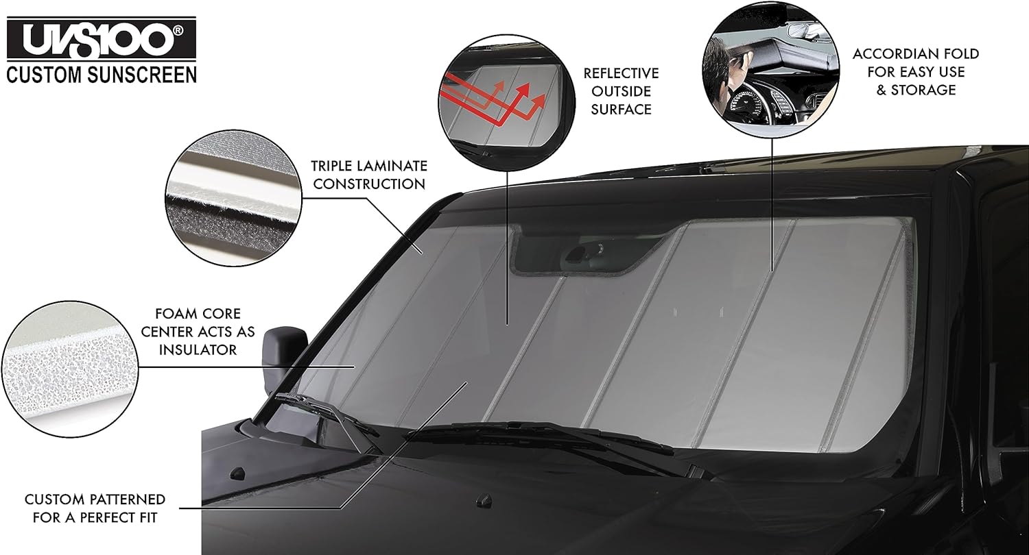 Covercraft UVS100 Custom Sunscreen | Fits 2016-2020 Lexus IS200t IS250 IS300 IS350 | Silver