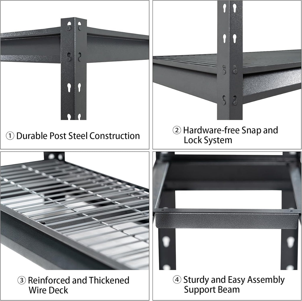 The Atlas 48" W Heavy Duty Garage Shelving Unit Load 12000 Lbs, 4-Tier Metal Shelves for Storage, Adjustable All Steel Industrial Shelf, 48" W x 24" D x 72" H, Grey