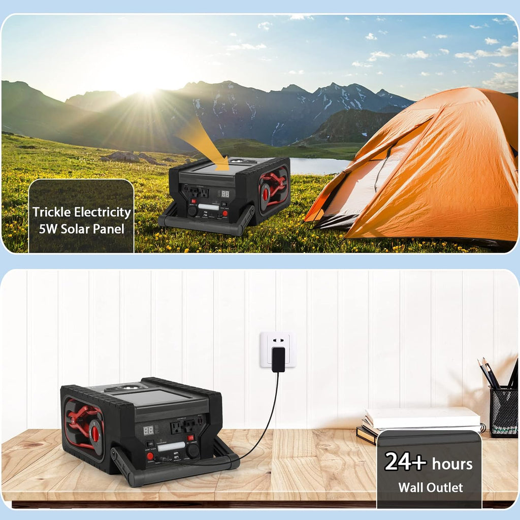 2000A Peak Car Battery Jump Starter with Air Compressor Tire Inflator, All in One Heavy Duty 12V Battery Jumper Box Car Start Booster Up to 10L Gas/8L Diesel Engines with 400W AC Inverter, LED Light