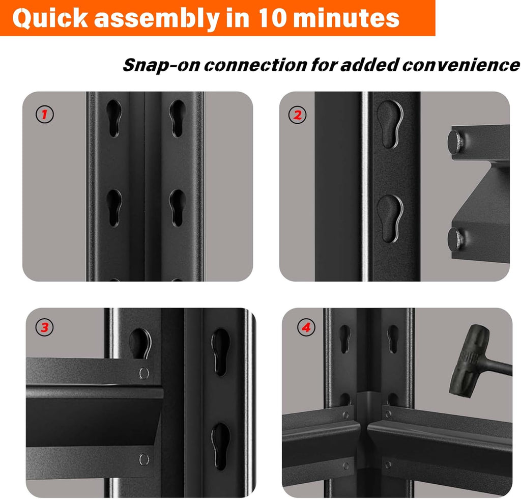 Metal Garage Shelving Unit, Heavy Duty 4-Tier Adjustable Storage Rack, Steel Shelving,2000 lbs Capacity, Industrial Shelves for Heavy Tools and Equipment (4-Tier 54" H x 16" W x 16" D)