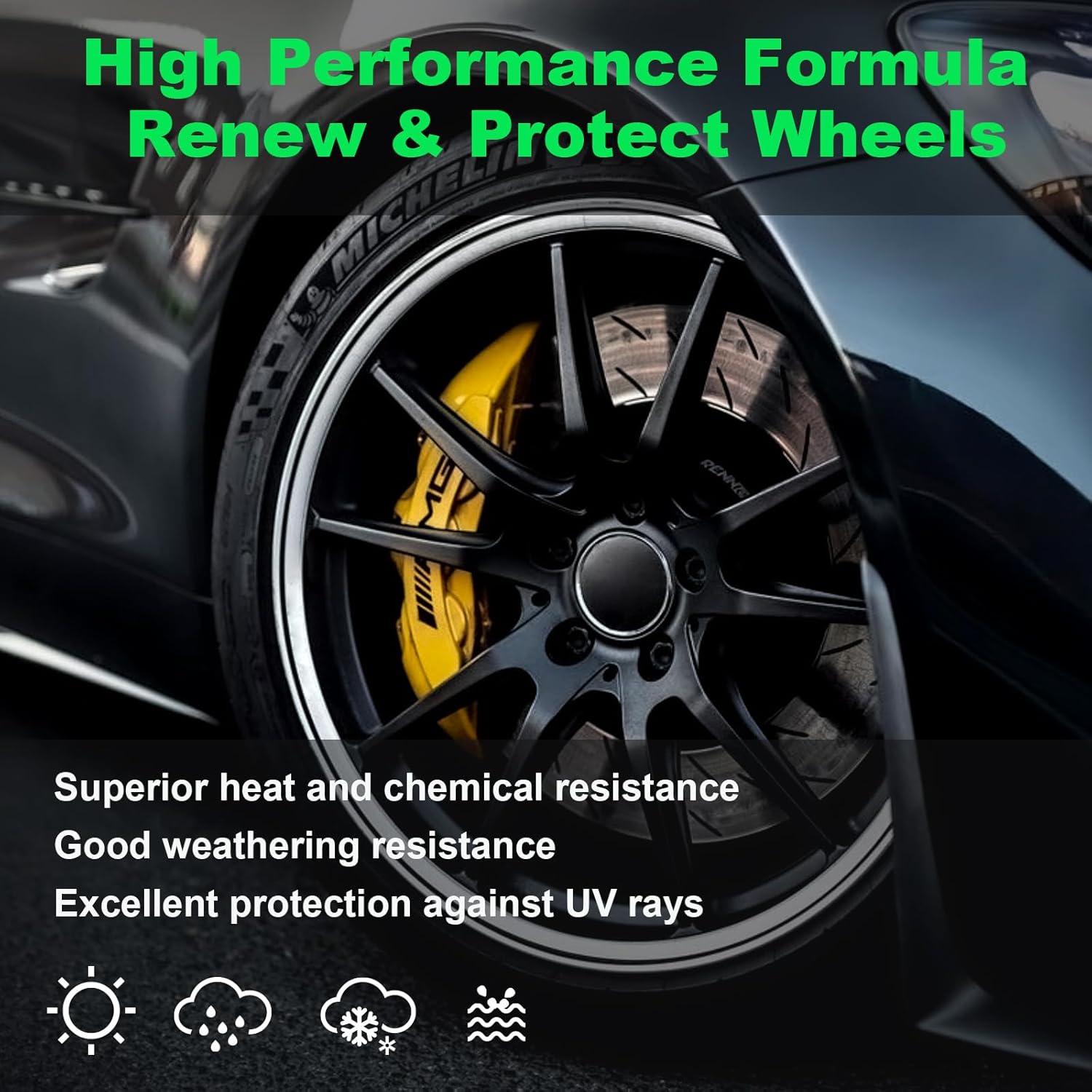 NADAMOO Aluminum Wheel Spray Paint, Car Rim Aerosol Paint for Recolor and Protection of Metal Surface, Semi-gloss Black, 2 Cans, 13 Oz Per Can