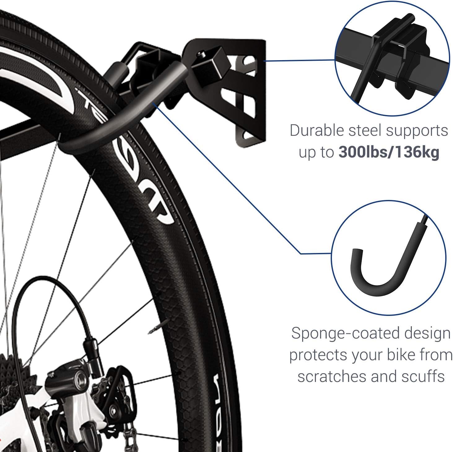 FLEXIMOUNTS 6 Bike Storage Rack, Heavy Duty Wall Mount Hanger for Home & Garage, Holds Up to 300lbs