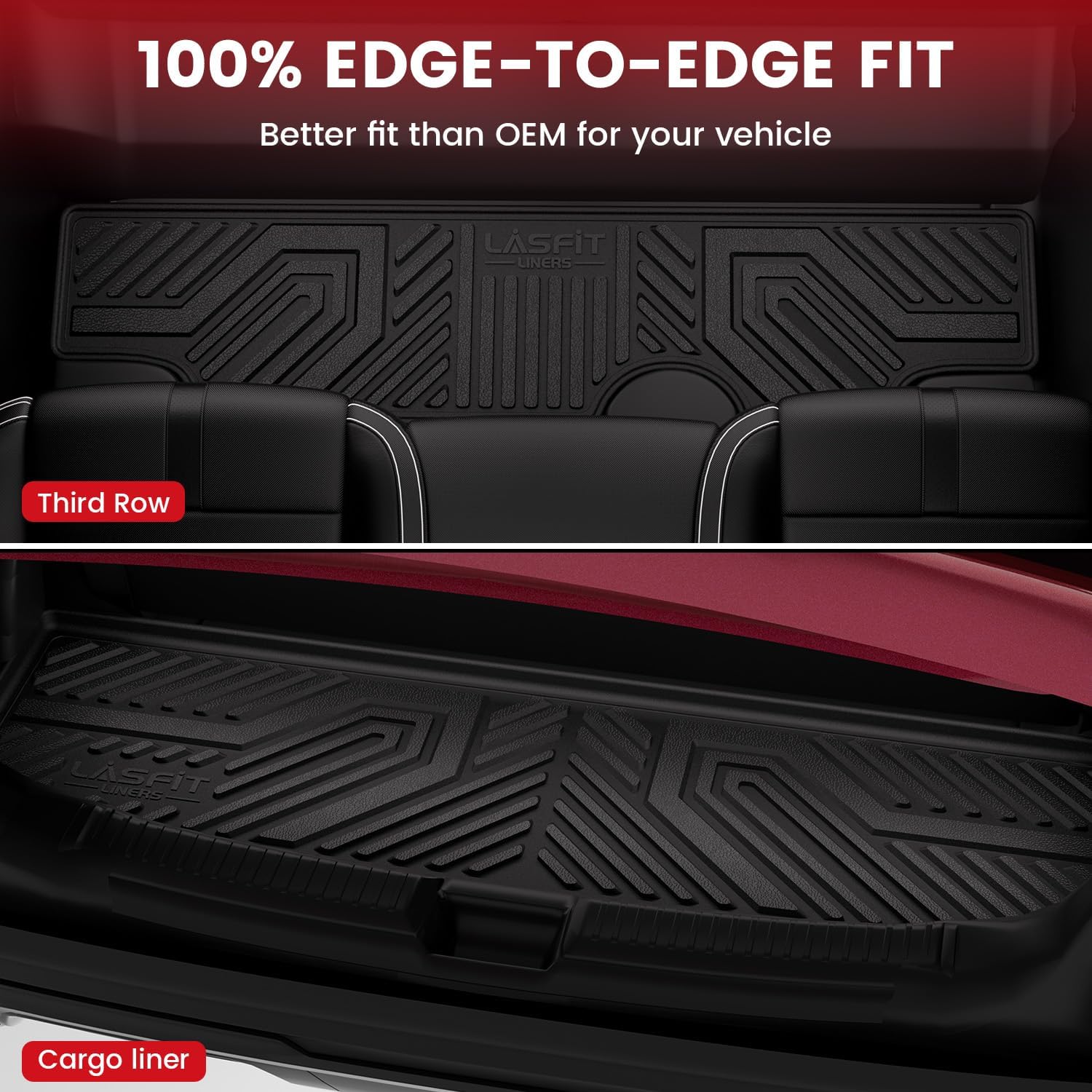 LASFIT Floor Mats & Cargo Liner 2015-2020 & Only 7/8 Seats (Not for 9 Seats) for Chevrolet Chevy Tahoe/GMC Yukon(Only Yukon, Not Fit Yukon XL)/Cadillac Escalade(Only Escalade, Not Fit Escalade ESV)