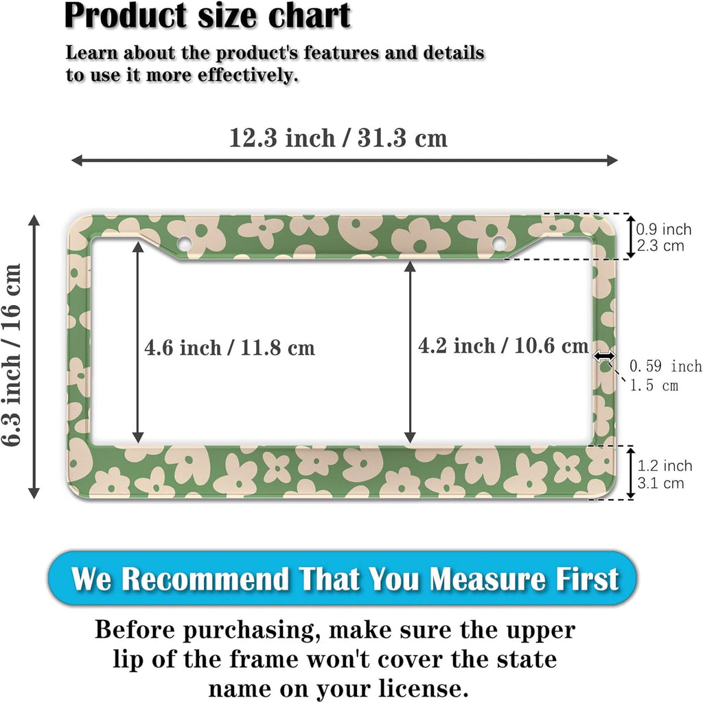 License Plate Holder Multicolor License Plate Frames Vintage Groovy Flowers Universal Aluminum Car Accessory 2 Pack with Screw Covers Set