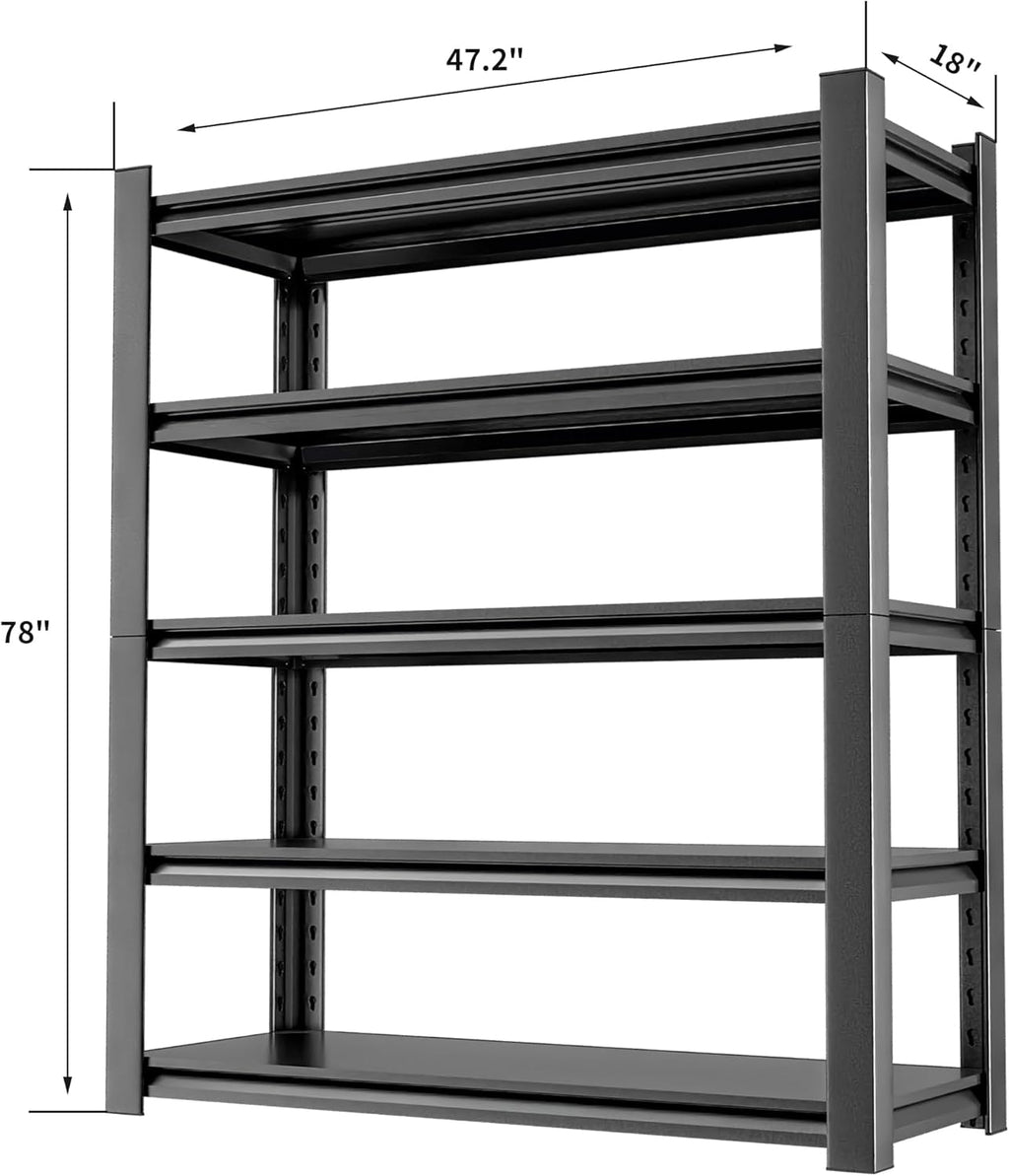 Garage Shelving,Storage Shelves,Adjustable 5 Tier Metal Heavy Duty Racks,Tool Utility Shelf Industrial for Garage Warehouse Basement,18" D x48 Wx78 H