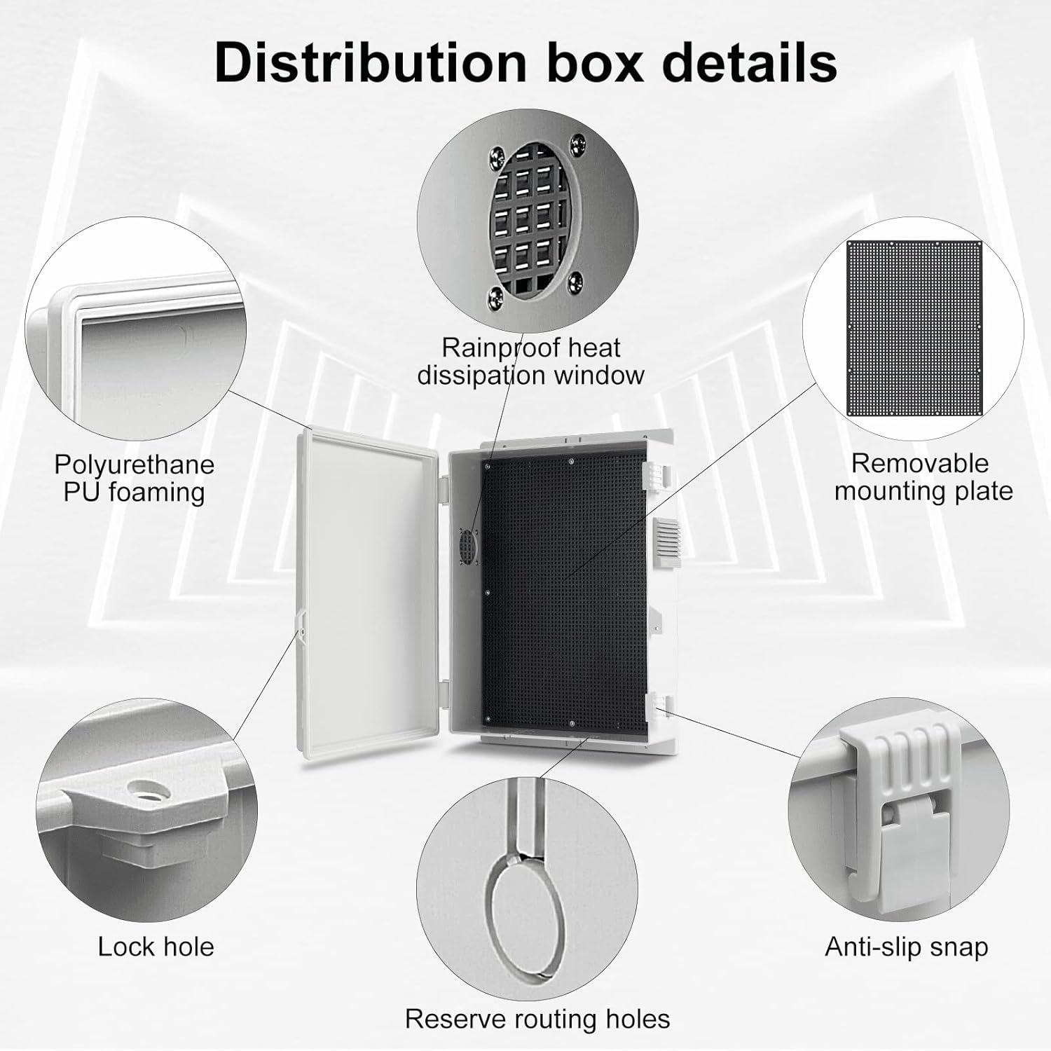 Outdoor Electrical Junction Box, ABS Water Resistant Enclosure with Internal Mounting Panel & Hinged Cover, 15.7" H* 11" L* 4.1" W