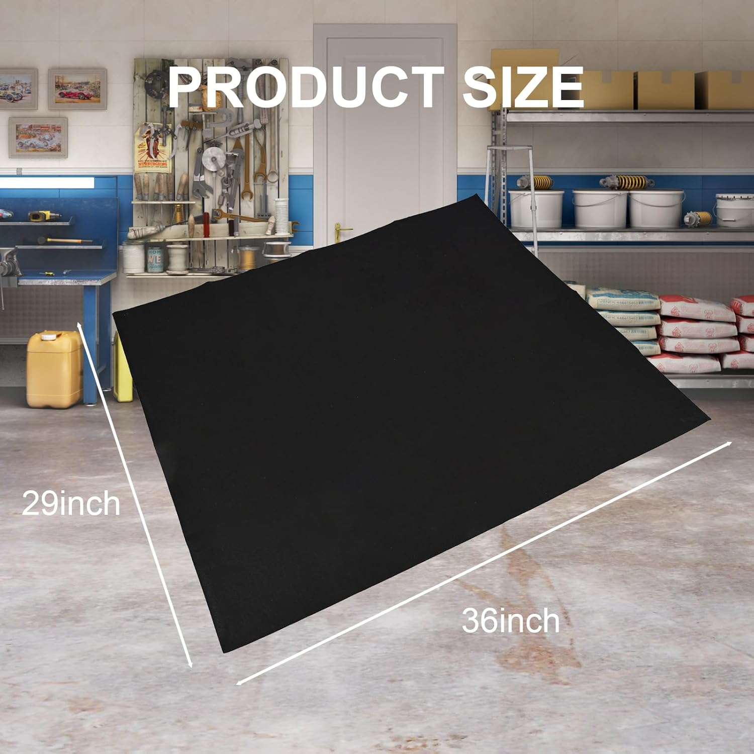 AAIN Oil Spill Mat (29" x 36"), Garage Floor Mat, Absorbent Oil Pad, Premium Maintenance Mat, Waterproof, Protect Garage Surface from Spill & Stain, Reusable, Washable, Durable, Black