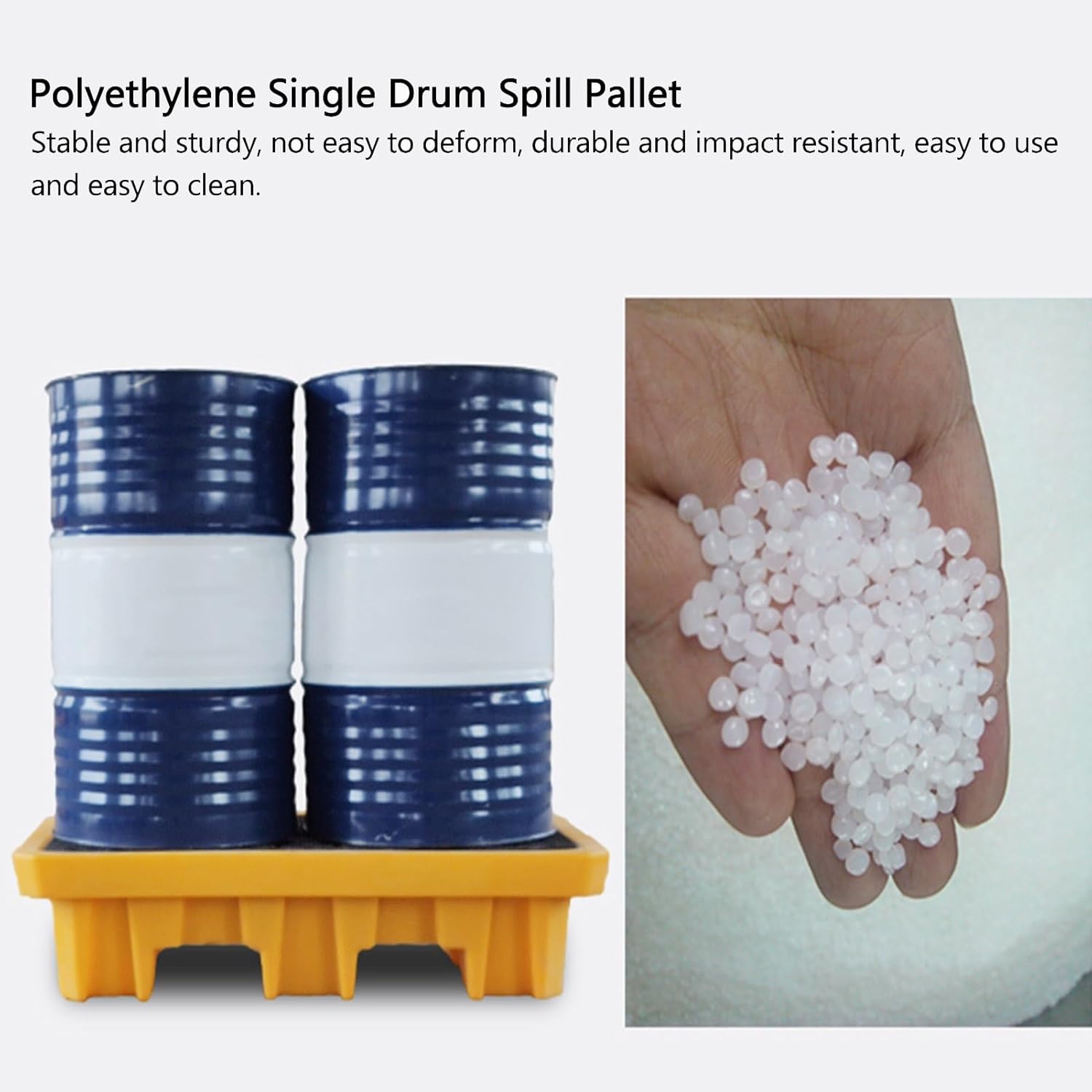 2 Drum Containment Spill Pallet, Polyethylene Low Profile Paint Bucket Tray, Industrial Garage Storage Detachable Shipping Leakproof Platform (Color : Yellow-1 Pack, Size : 26.6"x26.6"x5.9"