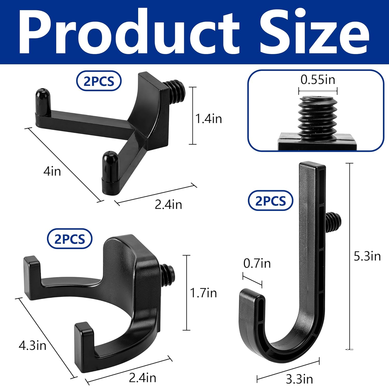 6 Pcs ABS Storage Shed Tool Hooks,Shed Tool Hangers Include J-Shape,U-Shape and V-Shape,Storage Shed Shelves Accessories for Organizing Tool, Ladders, Bulk Items