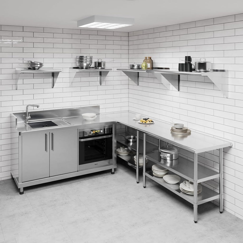 AmGood 36" Long X 18" Deep Stainless Steel Wall Shelf | NSF Certified | Appliance & Equipment Metal Shelving | Kitchen, Restaurant, Garage, Laundry, Utility Room