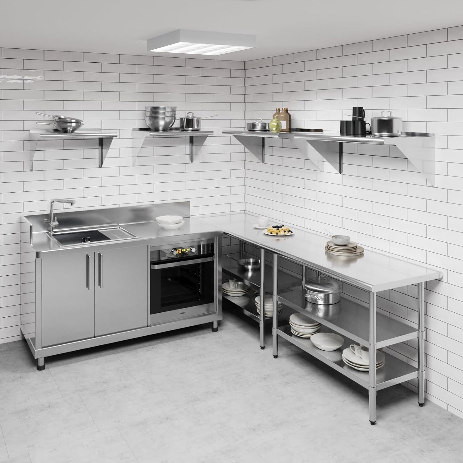AmGood 36" Long X 18" Deep Stainless Steel Wall Shelf | NSF Certified | Appliance & Equipment Metal Shelving | Kitchen, Restaurant, Garage, Laundry, Utility Room