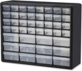 Akro-Mils 44-Drawer Plastic Drawer Storage Cabinet for Garage Organization, Bead Organizer, Building Bricks Storage, Teacher Toolbox, Makeup Organizer, 20-Inch W x 6-Inch D x 16-Inch H, 10144 Black