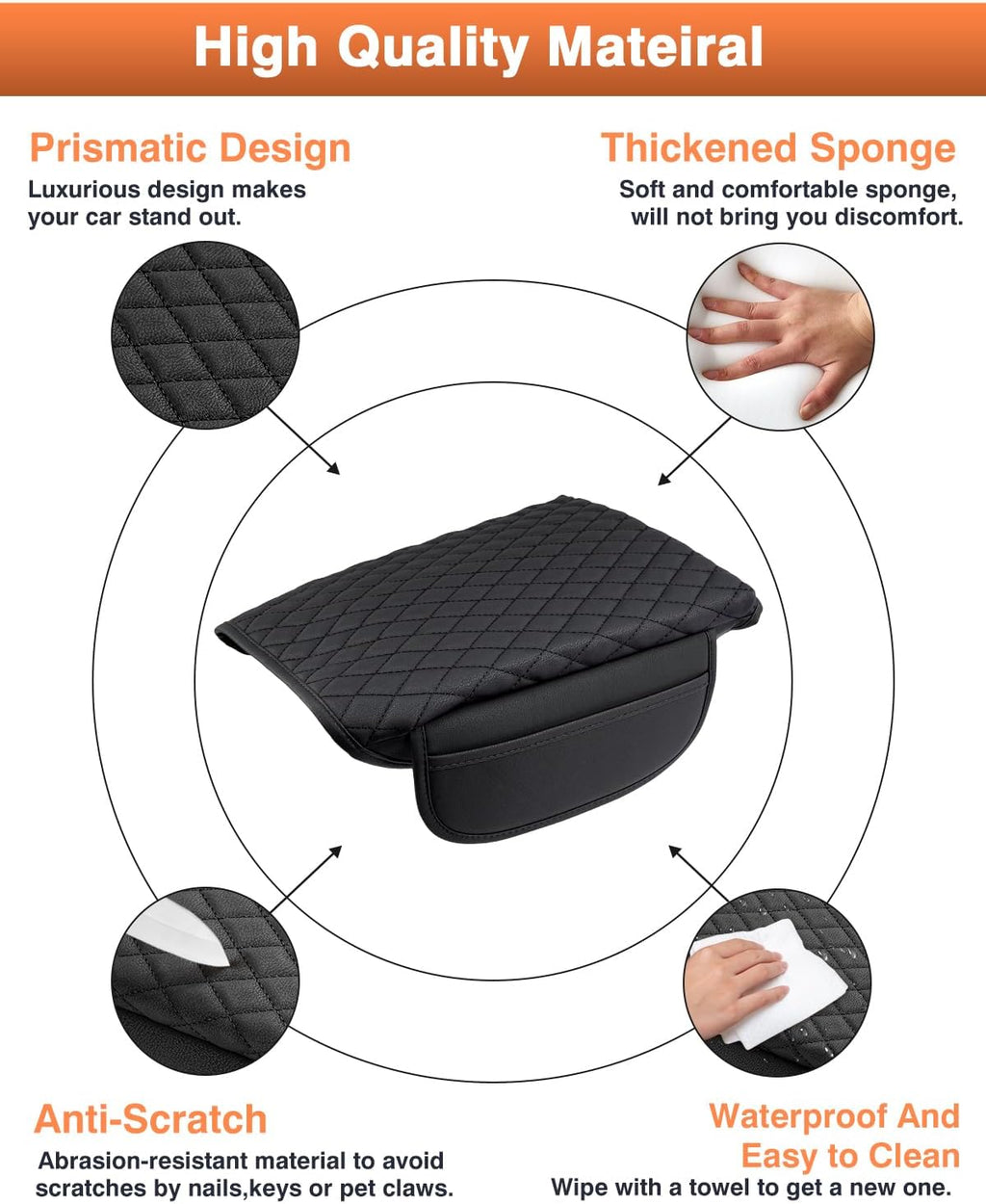 Shademax Center Console Cover for Kia Carnival KA4 2022-2024 2025 2026 Accessories Armrest Cover Console Cushion Pad Leather MPV Armrest Seat Box Cover Console Lid Protector with Pockets Storage Bag