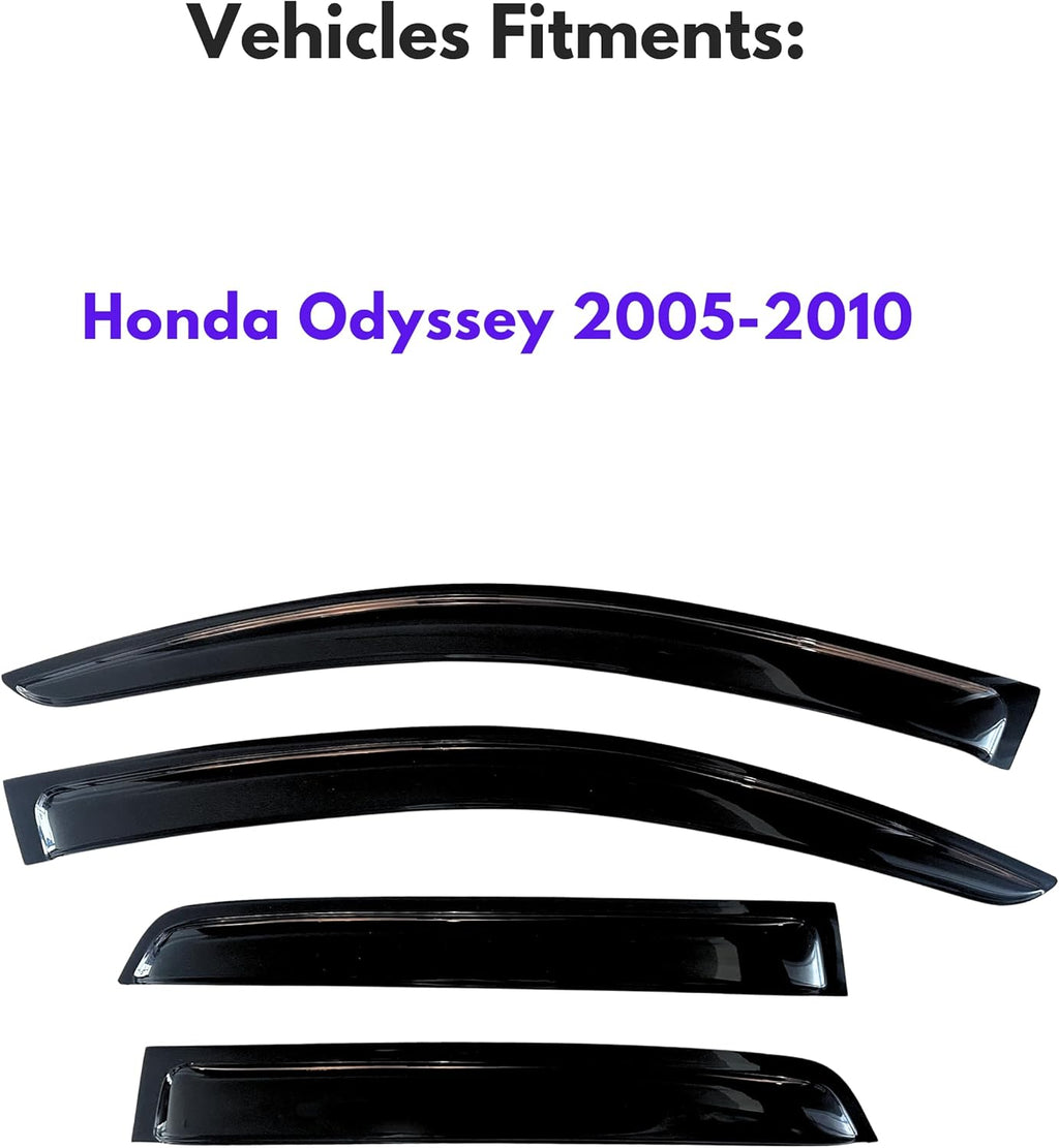 KPY Window Visor Compatible with Honda Odyssey 2005-2010, 4PC Rain Guard Side Window Vent Deflectors Tape-On Style, 2005 2006 2007 2008 2009 2010