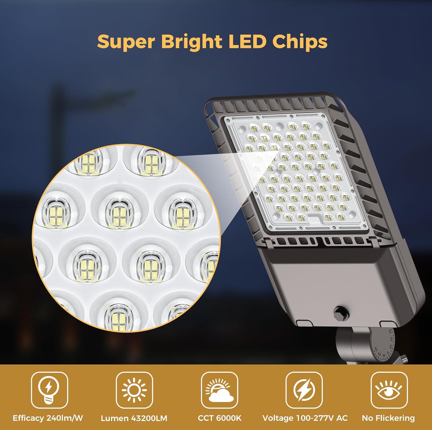 180W LED Parking Lot Lights Commercial Area Oudoor Lighting Street Light with Dusk to Dawn Photocell 32400Lm(180LM/W) 6000K IP65 Waterproof 100-277V for Driverway, Parking Lot 6 Pack