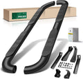 YHTAUTO 4 Inch Running Boards Side Steps Compatible with Chevy Silverado & GMC Sierra 1500/2500 HD/3500 HD 2019-2024, Crew Cab, Oval Bent Ends Carbon Steel Black Powder, Truck Cab Side Step Rails