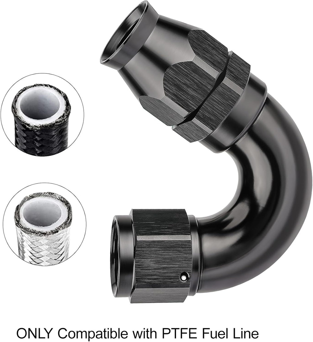 EVIL ENERGY 12AN 150 Degree PTFE One Piece Full Flow End Hose Fitting Aluminum Black