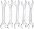 HARFINGTON 5pcs Double Open End Wrench 12mm x 15mm Metric 15 Degree Offset Angle Small Flat Head Wrench Galvanizing Open Ended Spanner for Automotive Repair Furniture Assembly