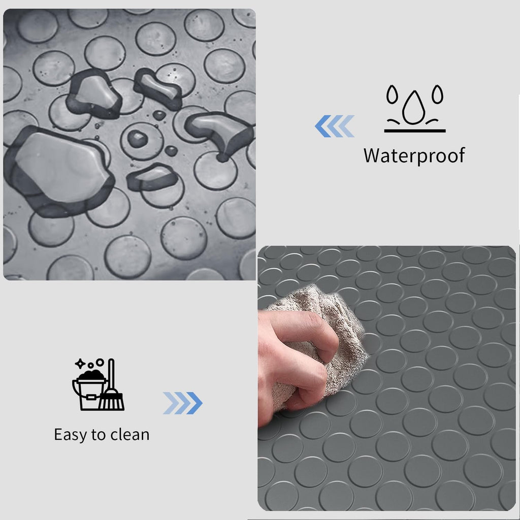 Premium Garage Floor Mat, Commercial Grade Heavy Duty Parking Mat for Garage Floor, Golf Cart Parking, Water/Stain Resistant Floor Runner (Grey Coin, 4 x 20 Feet)