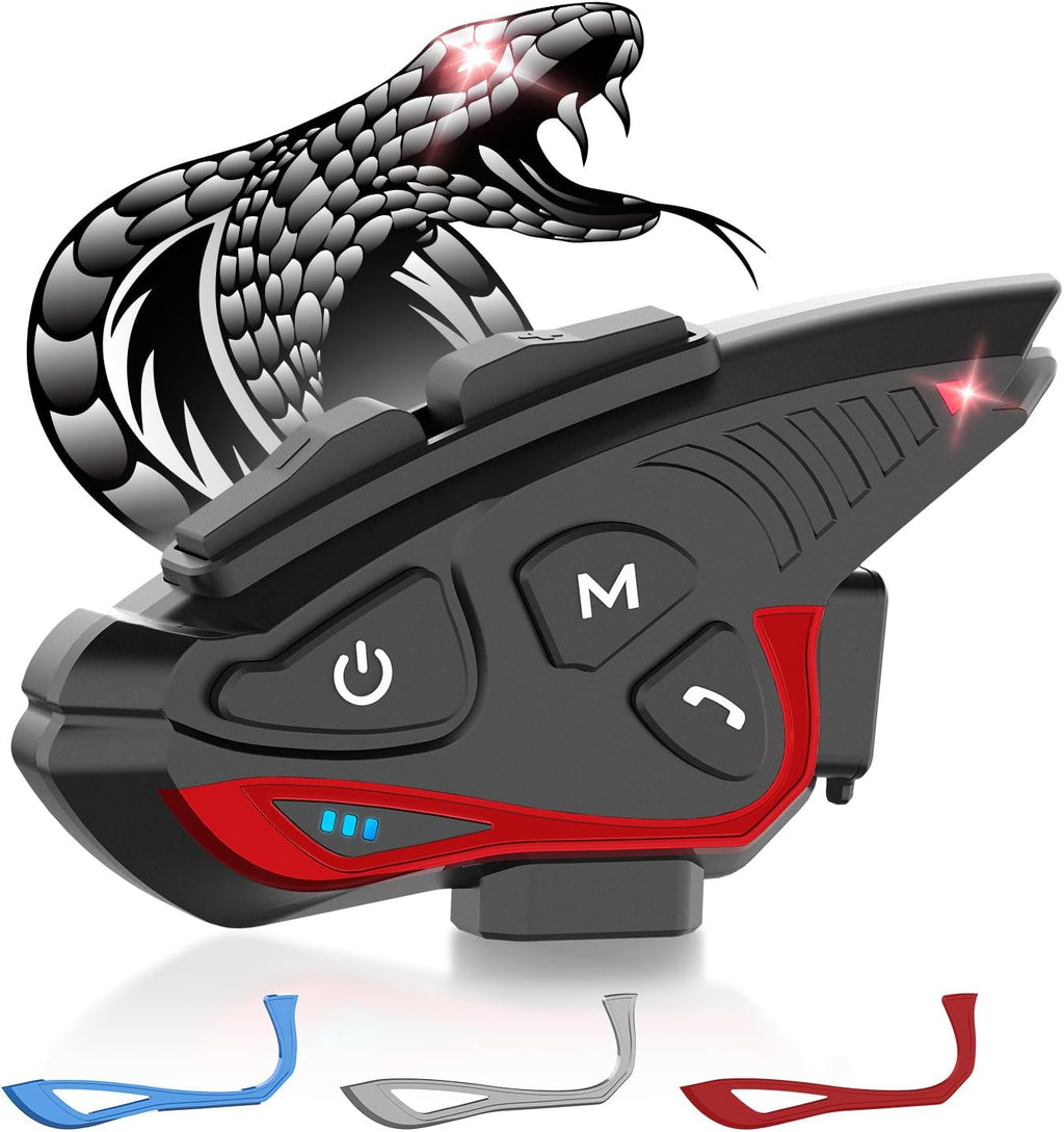 Moman Motorcycle Intercom Headset, CP-S 8 Riders 2000M Group Helmet Communication System, Universal Pairing with HiFi Noise Cancellation Music Share FM Radio Helmet Group Communicator for Motorbike