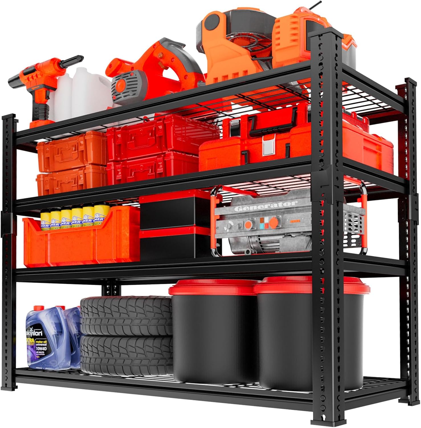 Storage Shelves, Garage Shelving Heavy Duty 1920LBS Capacity, 36"L x 16"W x 60"H Adjustable Metal Shelving Organizer Wire Rack, 4 Tier Utility Shelf Unit for Pantry Closet Warehouse Organization