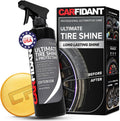 Carfidant Tire Shine Spray - Black Satin Finish - Premium Car Tire Dressing - Long Lasting - No Sling No Grease Formula with UV Protection - 18 fl. Oz with Applicator Pad