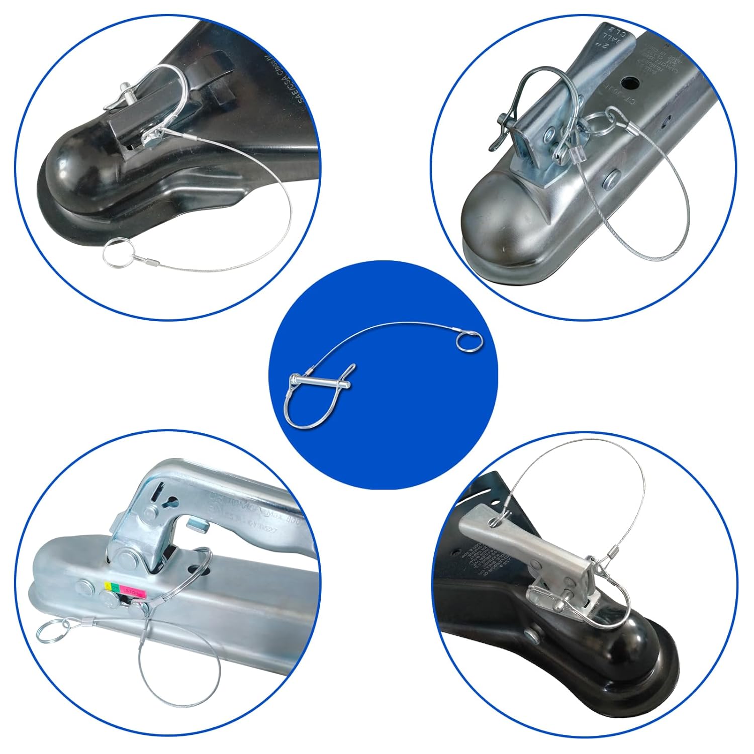 Trailer Coupler Pin 5/16" x 2-3/4"(Wx L) Trailer Pins Prevents Loss with Plastic Coating Tether（11-1/2"） Quick Release Ring Hitch Pin for Farm Trailers Trailer Towing Lawn 5Pcs