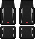 Rubbermaid Car Floor Mat, Heavy Duty All-Weather Car Mats Full Set with Dual-Tone Sliver Aluminum Inserts – Universal Fit, Anti-Slip Backing, Trim-to-Fit for Most SUV, Sedan, Van