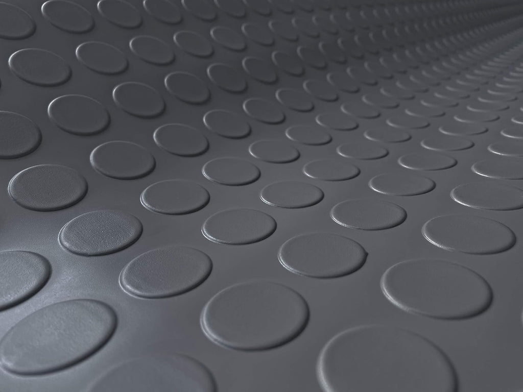 G-Floor Large Coin Pattern Vinyl Garage Floor Protector Mat (5' x 10', Slate Grey), Extremely Durable, Waterproof Parking Pad and Flooring