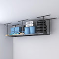 2ftx8ft Overhead Garage Storage Rack, Heavy-Duty Metal Garage Ceiling Storage Rack, 22''-40" Adjustable Ceiling Drop-Down, 400 lb. Loading Weight Capacity, Black