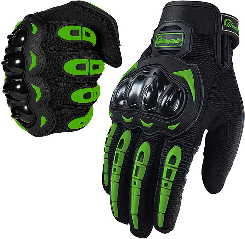 Motorcycle Gloves for Men and Women Full Finger Touchscreen Mountain Dirt Bike Gloves for Powersports BMX ATV MTB Driving Motocross Cycling Gloves(M, Green)