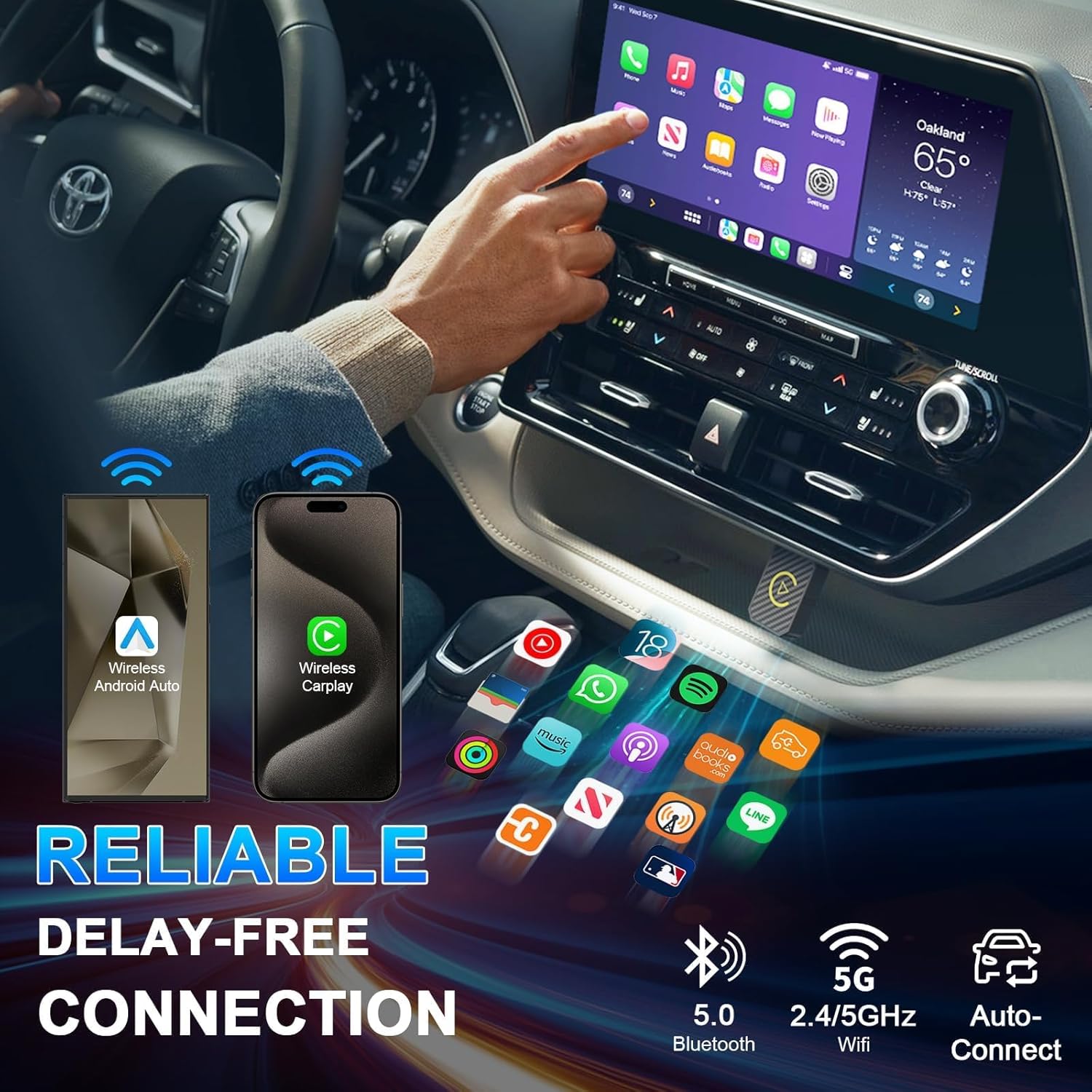 Mini Wireless CarPlay and Wireless Android Auto Adapter 2025 for iPhone/Android, Carplay Wireless Dongle Plug and Play Low Latency Converts Wired to Wireless CarPlay for Cars 2016+, USB/USB-C
