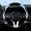 Car Steering Wheel Covers for Women Padded Carbon Fiber PU Leather Cute Auto Interior Accessories for Vehicle, Sedan, Universal, Anti Slip, Blue, Standard Size 14.5-15"(37-38cm)