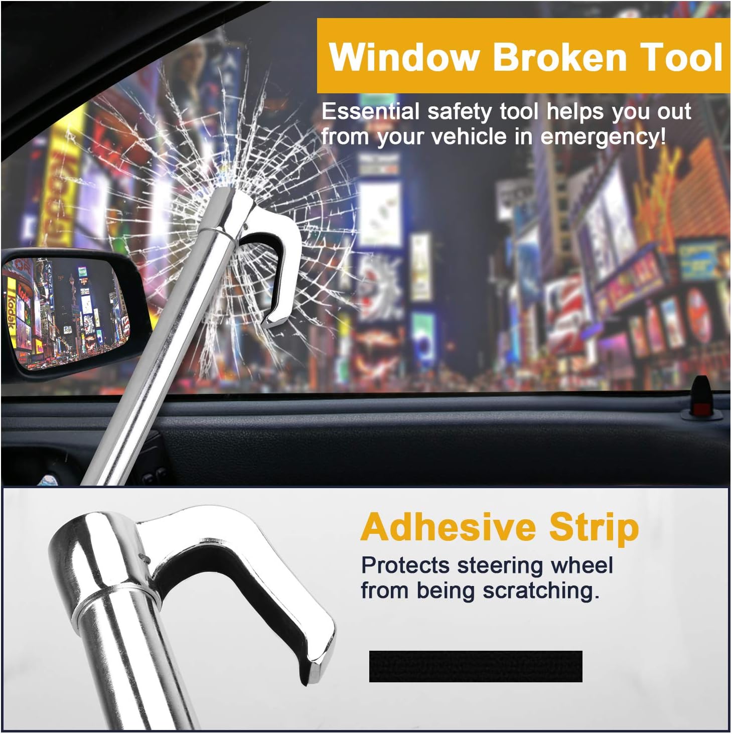 Tevlaphee Universal Steering Wheel Brake Lock Anti-Theft Retractable Double Hook Car Clutch Pedal Lock for Car Truck SUV Van Security with 3 Keys