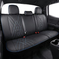 EKR Custom Fit Tacoma Rear Car Seat Covers for Select Toyota Tacoma 2016 2017 2018 2019 2020 2021 2022 2023 Double Cab/Crew Cab - Second Row Only,Leather (Black with Blue Trim)