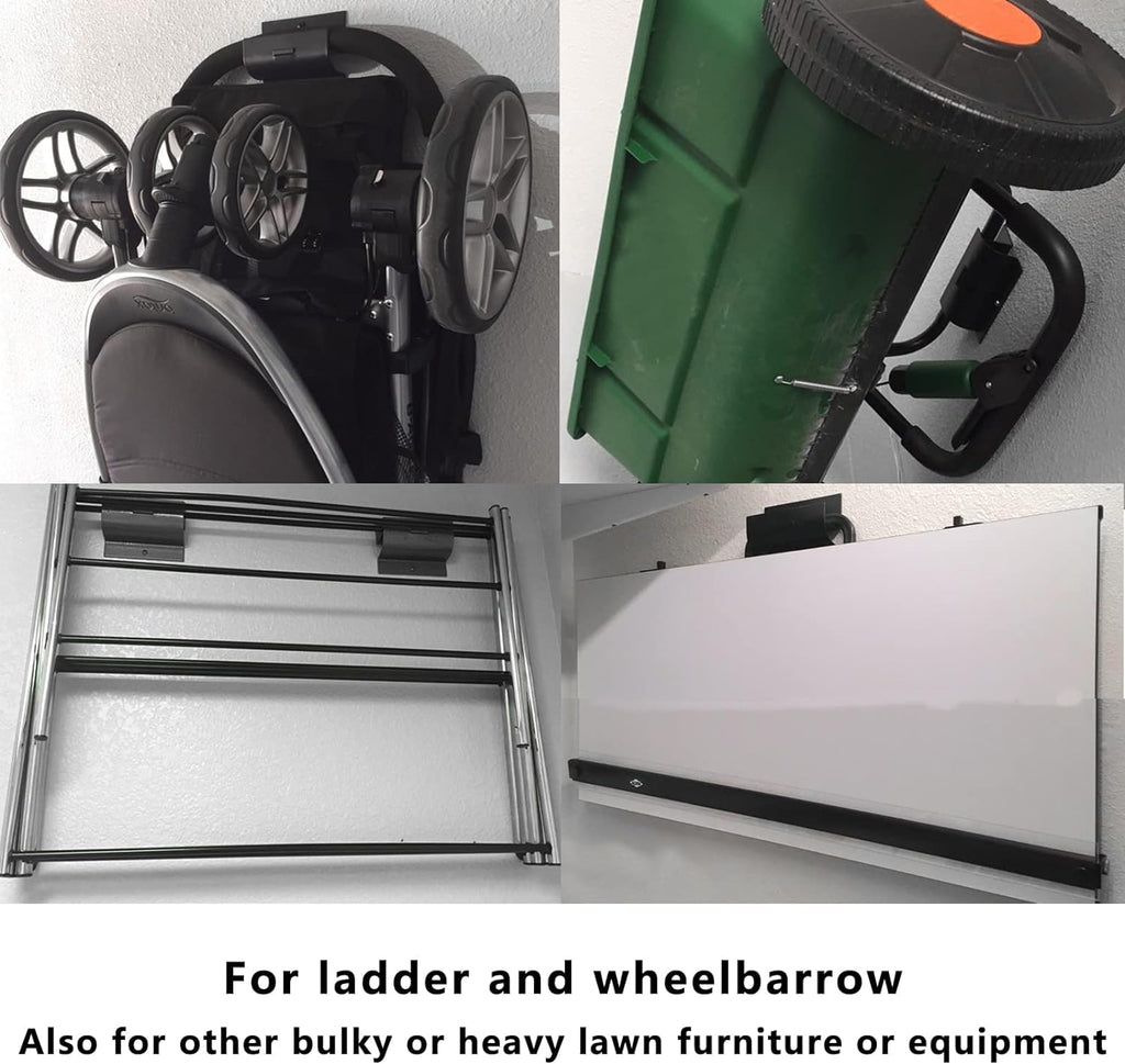 Heavy-Duty Ladder Hanger-Wall Mount Ladder Hooks for Storage-Wheelbarrow Hangers for Garage Wall-2 Pack