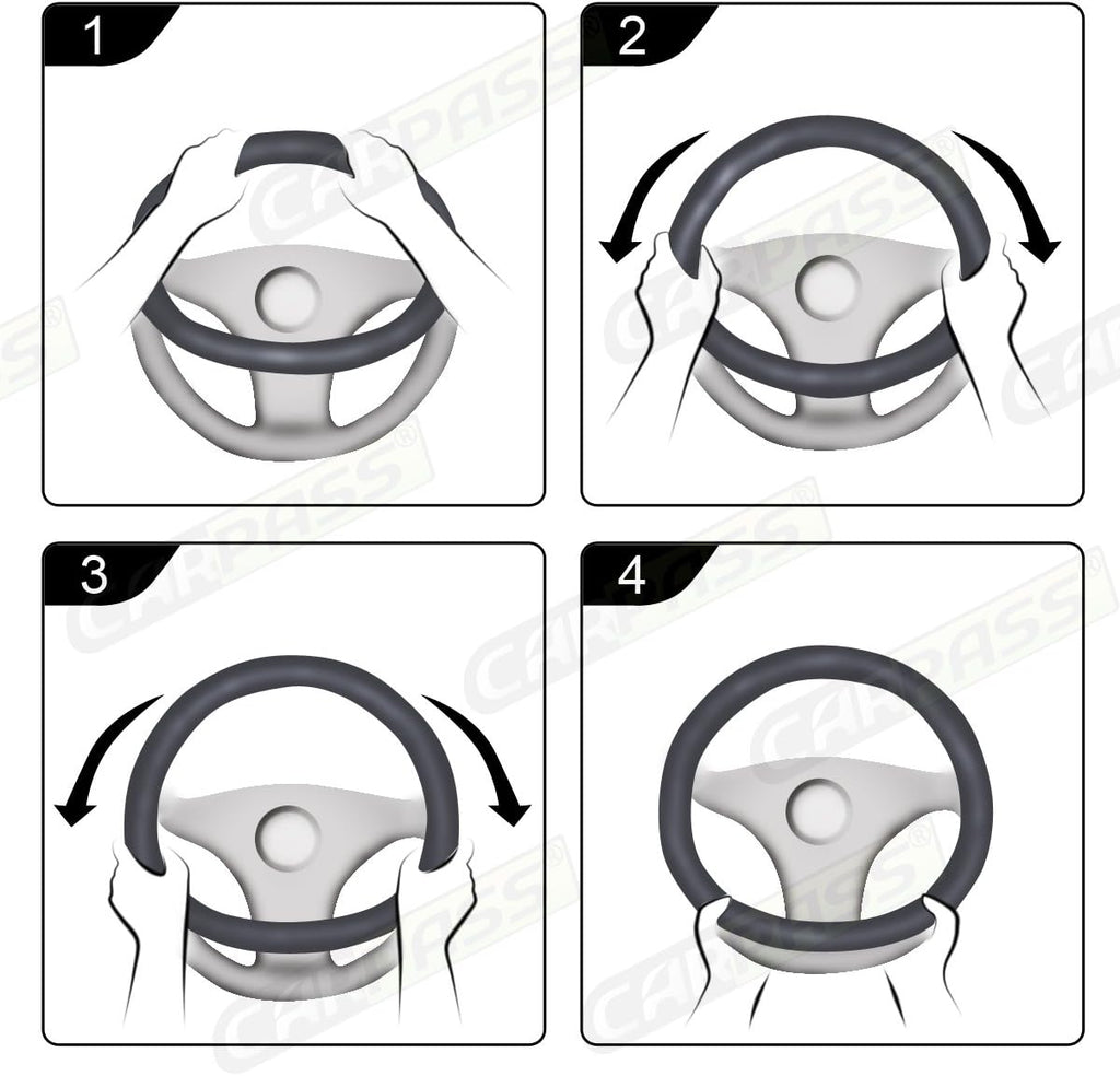 CAR PASS Rhombus Leather Universal Steering Wheel Cover, Fit for Suvs,Trucks,Cars,Sedans,Vans (Black&Dark Purple)