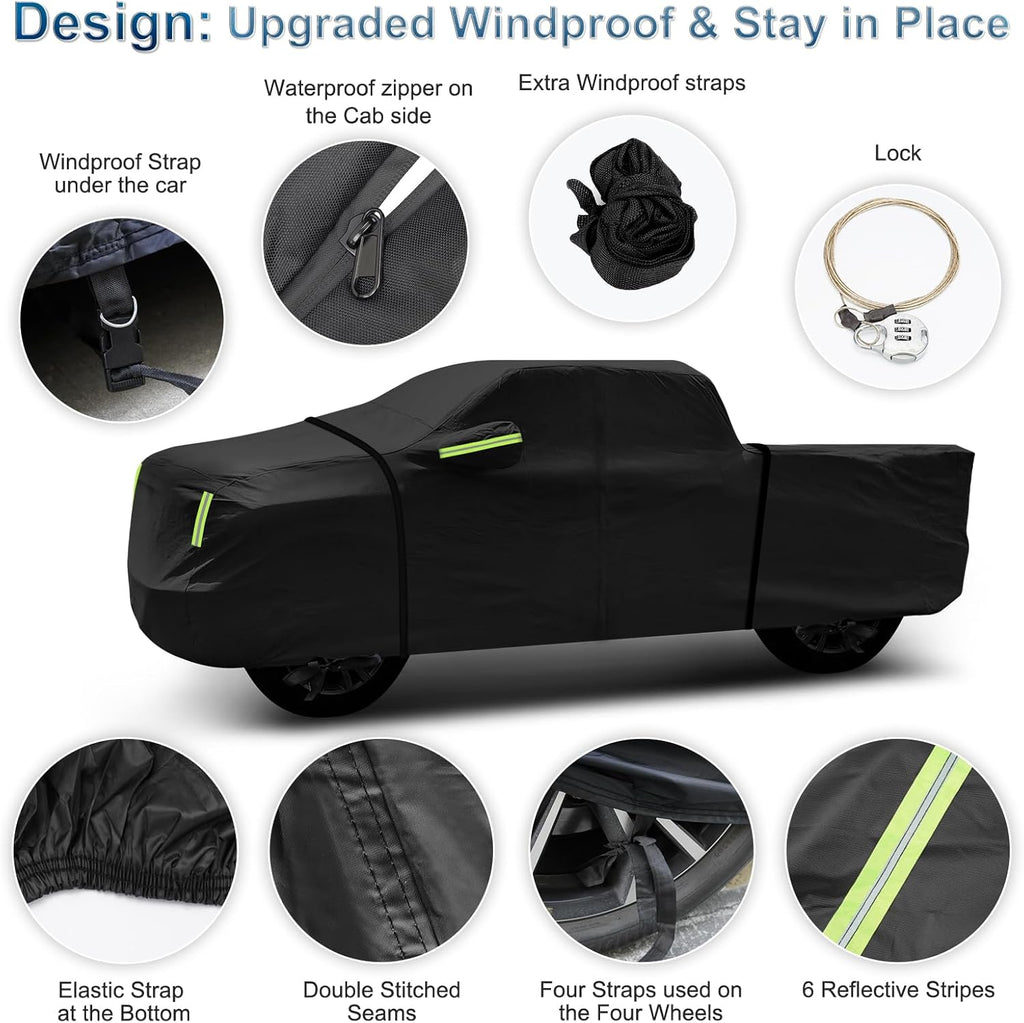 Car Cover for Toyota Tacoma Truck 2005-2025 for Xtra/Access/Double Cab SB (5'-6.125'), Outdoor Car Covers with Driver Side Zipper Windproof Heavy Duty Protection for Toyota Tacoma(UP to 212‘’L)