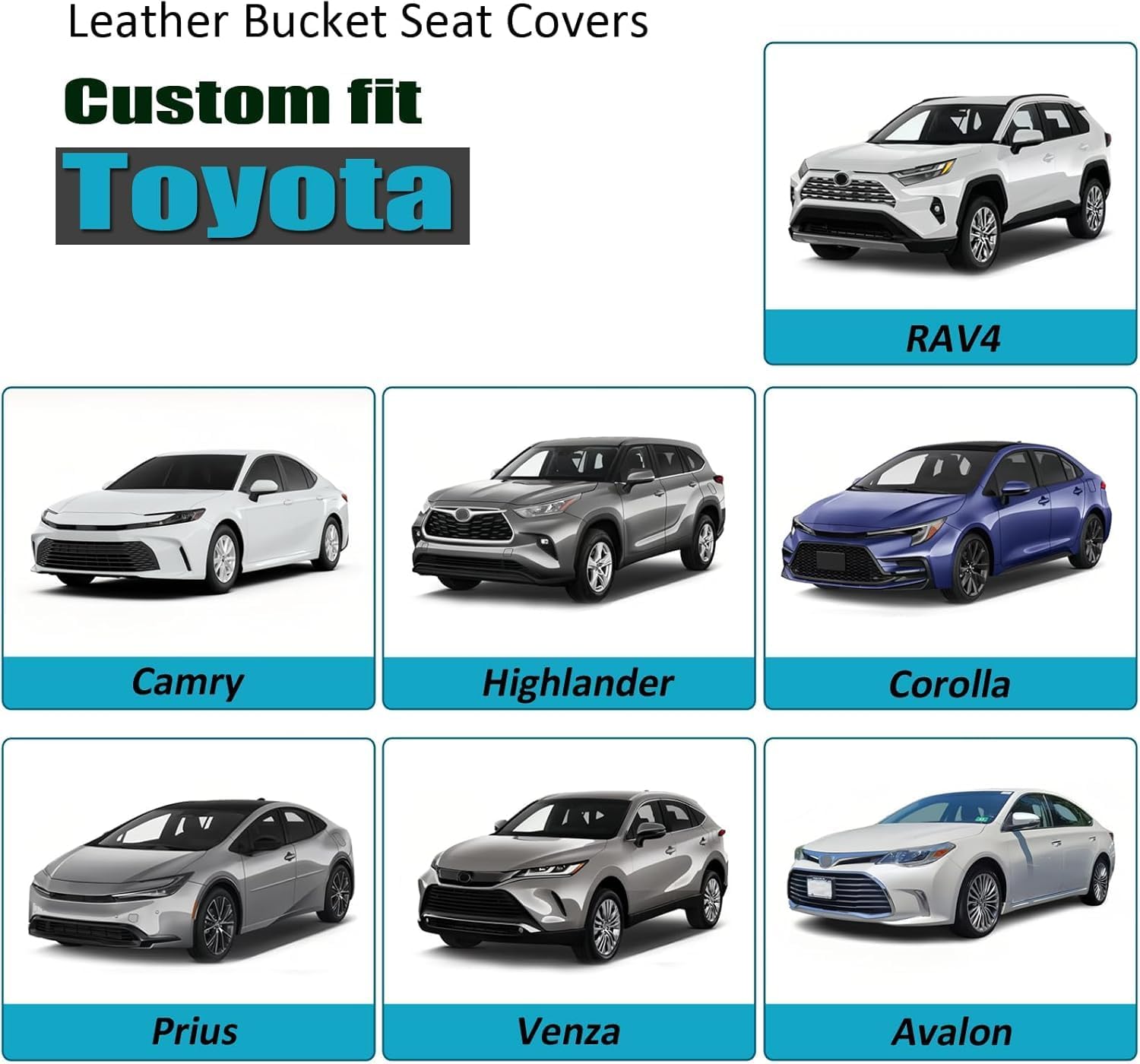 GIANT PANDA Front Car Seat Cover Custom Fit Toyota, 3D Air Mesh Car Seat Covers for Toyota Rav4 Camry Highlander Corolla Prius 2-Pack (Gray)