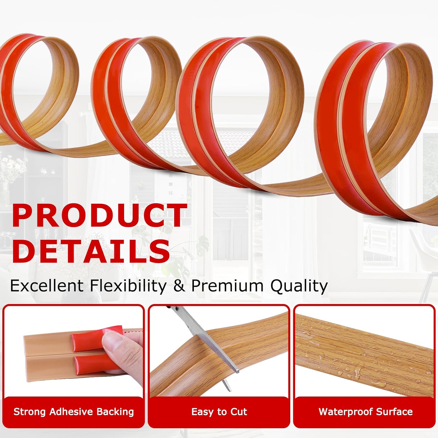 Flexible Wall Corner Protector Moulding Trim Peel and Stick Wall Corner Guards Edge Protector Self Adhesive Molding Trim Strip for Edge Ceiling (Light Brown Wood Grain, 2.4 in x 40 Ft)