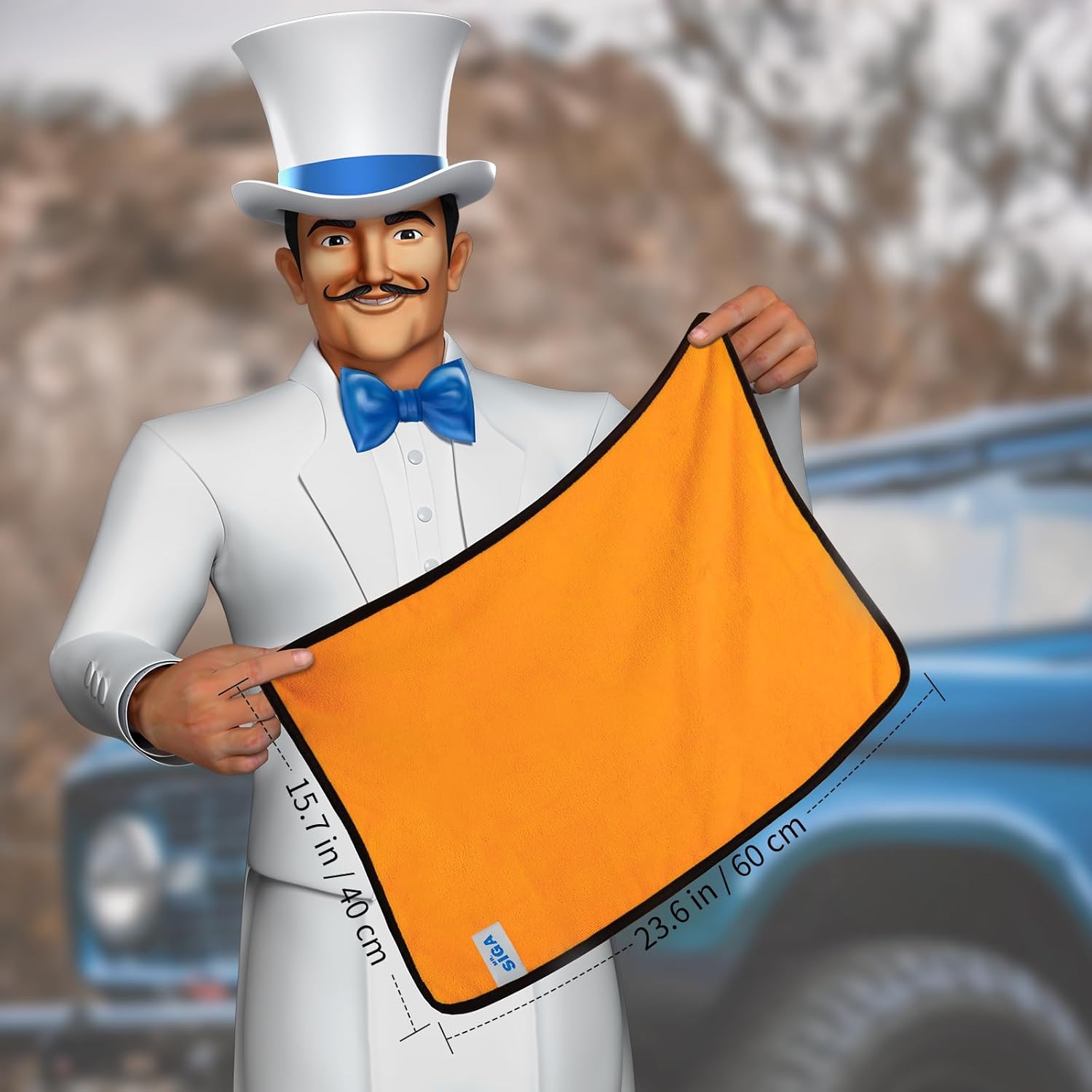 MR.SIGA Professional Premium Microfiber Towels for Household Cleaning, Dual-Sided Car Washing and Detailing Towels, Gold, 15.7 x 23.6 inch, 6 Pack